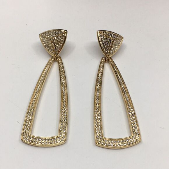 House of Harlow 1960 Mesa Door Knocker Gold Tone & Rhinestone Earrings - Picture 5 of 14